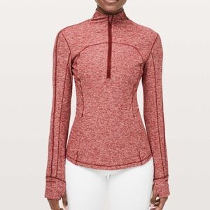 Lululemon Run Briskly 1/2 Zip Heathered Core Red